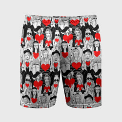 Шорты спортивные мужские Девушки держат сердца, цвет: 3D-принт