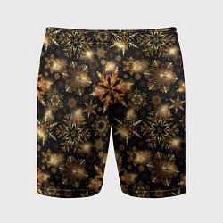 Шорты спортивные мужские Золотые снежинки, цвет: 3D-принт