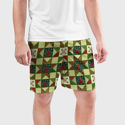 Шорты спортивные мужские Лоскутный рождественский узор, цвет: 3D-принт — фото 2