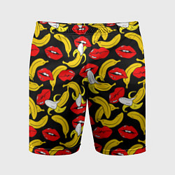 Шорты спортивные мужские Губы и бананы, цвет: 3D-принт