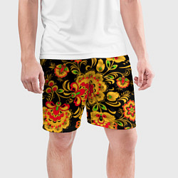 Шорты спортивные мужские Хохлома - роспись, цвет: 3D-принт — фото 2
