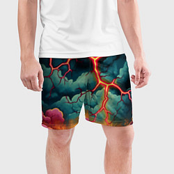 Шорты спортивные мужские Молнии в виде разлома, цвет: 3D-принт — фото 2