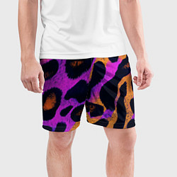 Шорты спортивные мужские Неоновый леопардовый узор, цвет: 3D-принт — фото 2
