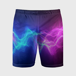 Шорты спортивные мужские Звуковая волна неоновый узор, цвет: 3D-принт