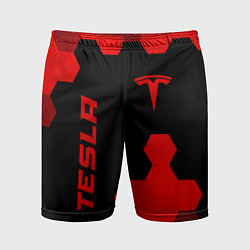 Шорты спортивные мужские Tesla - red gradient вертикально, цвет: 3D-принт