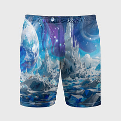 Шорты спортивные мужские Космический фантастический пейзаж, цвет: 3D-принт