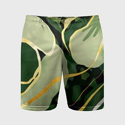 Шорты спортивные мужские Зеленый природный паттерн, цвет: 3D-принт