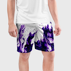 Шорты спортивные мужские Фиолетовый огонь текстура, цвет: 3D-принт — фото 2