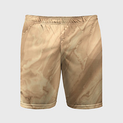 Шорты спортивные мужские Бежевая текстура каменная мрамор, цвет: 3D-принт