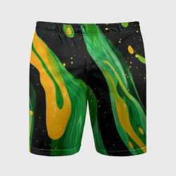 Мужские спортивные шорты Зелено-желтая краска на черном