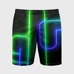 Шорты спортивные мужские Color blue black green stripe, цвет: 3D-принт