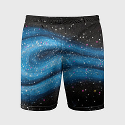 Шорты спортивные мужские Синяя абстрактная текстура на черном, цвет: 3D-принт