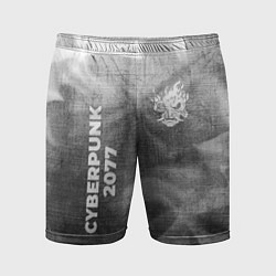 Шорты спортивные мужские Cyberpunk 2077 - grey gradient вертикально, цвет: 3D-принт
