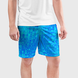 Шорты спортивные мужские Голубой неоновый абстрактная текстура, цвет: 3D-принт — фото 2