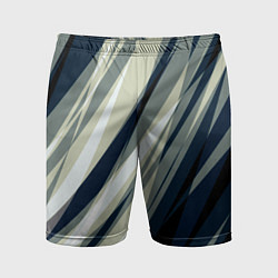 Шорты спортивные мужские Синий с оливковым диагональные полосы, цвет: 3D-принт
