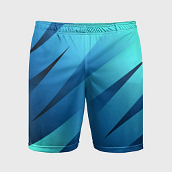 Шорты спортивные мужские Сине-голубой абстрактные полосы, цвет: 3D-принт