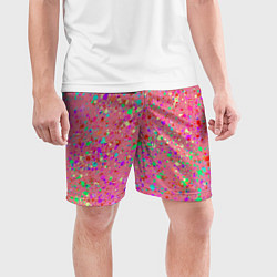 Шорты спортивные мужские Розовый с разноцветными брызгами, цвет: 3D-принт — фото 2