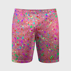 Шорты спортивные мужские Розовый с разноцветными брызгами, цвет: 3D-принт