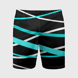 Мужские спортивные шорты Чёрный с бело-голубыми полосами