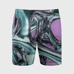 Шорты спортивные мужские Металлическая абстракция на фиолетовом фоне, цвет: 3D-принт