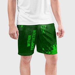 Шорты спортивные мужские Within Temptation - green gradient вертикально, цвет: 3D-принт — фото 2