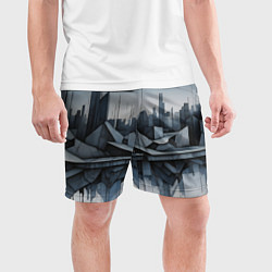 Шорты спортивные мужские Небоскребы и скалы, цвет: 3D-принт — фото 2
