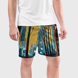 Шорты спортивные мужские Дома и цифровой лес, цвет: 3D-принт — фото 2