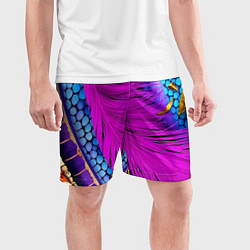 Шорты спортивные мужские Чешуя и розовое перо, цвет: 3D-принт — фото 2
