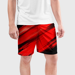 Шорты спортивные мужские Красные мазги краски на черном, цвет: 3D-принт — фото 2