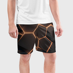 Шорты спортивные мужские Серая текстура из сот, цвет: 3D-принт — фото 2