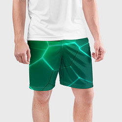 Шорты спортивные мужские Зеленые неоновые плитки, цвет: 3D-принт — фото 2