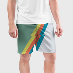 Шорты спортивные мужские Рок молния Боуи весенняя палитра, цвет: 3D-принт — фото 2