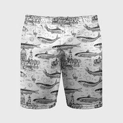 Шорты спортивные мужские Корюшка и рыбалка в Питере паттерн, цвет: 3D-принт