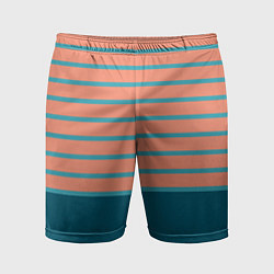 Шорты спортивные мужские Полосатый мандариновый морской рассвет, цвет: 3D-принт