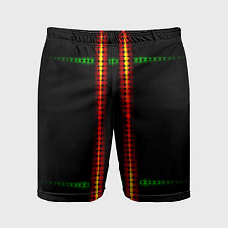 Шорты спортивные мужские Neon black green circles, цвет: 3D-принт