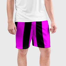 Шорты спортивные мужские Color black pink lines, цвет: 3D-принт — фото 2