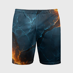 Шорты спортивные мужские Разлом плит с огнем, цвет: 3D-принт