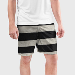 Шорты спортивные мужские Текстурные черно-белые полосы, цвет: 3D-принт — фото 2