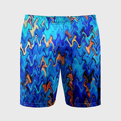 Шорты спортивные мужские Сине-голубой стекающая абстракция, цвет: 3D-принт