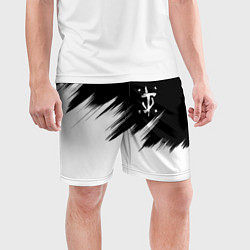 Шорты спортивные мужские Doom краски черно белый, цвет: 3D-принт — фото 2