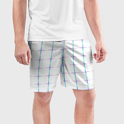 Шорты спортивные мужские Color white blue stripes, цвет: 3D-принт — фото 2