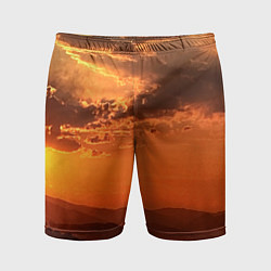 Шорты спортивные мужские Закат на перевале актопрак, цвет: 3D-принт