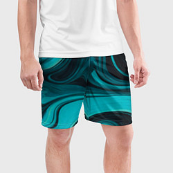 Шорты спортивные мужские Мраморный малахитовый узор из изумрудных разводов, цвет: 3D-принт — фото 2
