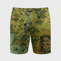 Шорты спортивные мужские Властелин колец карта цветная, цвет: 3D-принт