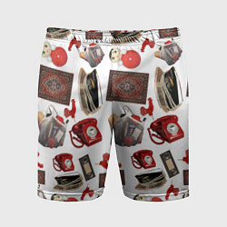 Мужские спортивные шорты Неваляшка утюг ретро авоська петушок телефон