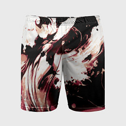 Шорты спортивные мужские Чёрно-красный абстракция волна, цвет: 3D-принт