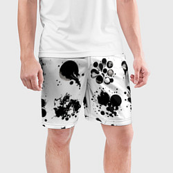 Шорты спортивные мужские Чёрно-белые кляксы - абстракция, цвет: 3D-принт — фото 2
