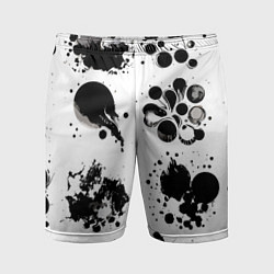 Мужские спортивные шорты Чёрно-белые кляксы - абстракция