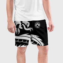 Шорты спортивные мужские Borussia дракон белый, цвет: 3D-принт — фото 2