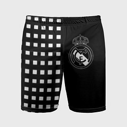 Шорты спортивные мужские Real Madrid клетка, цвет: 3D-принт